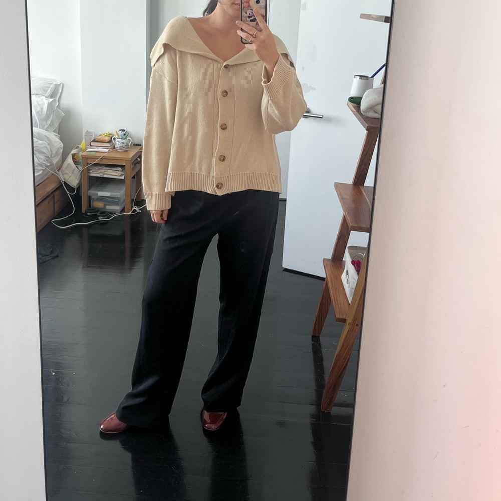 Tan cardigan sweater with buttons, new revival pixie market